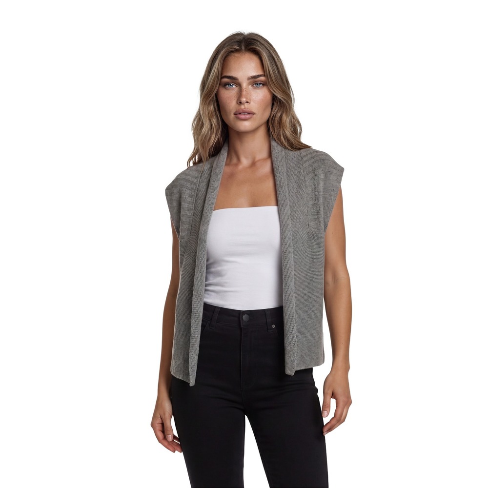 Angel of the North Open Cardigan Sweater Women's Size M/L Gray Lambswool Blend